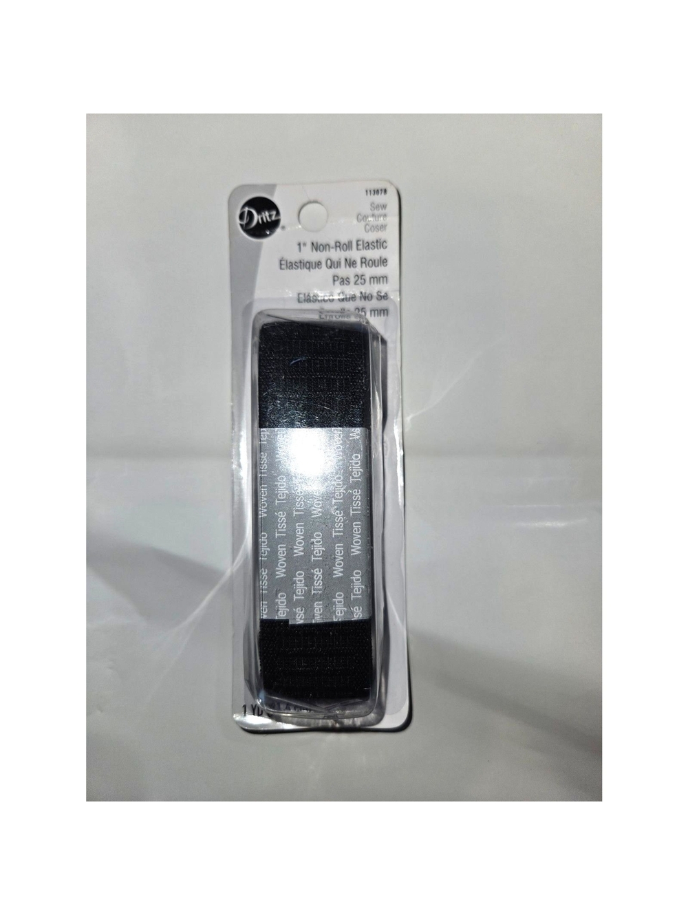 Dritz 1" x 1 Yard Ribbed Non-Roll Elastic - Brand New - Black
